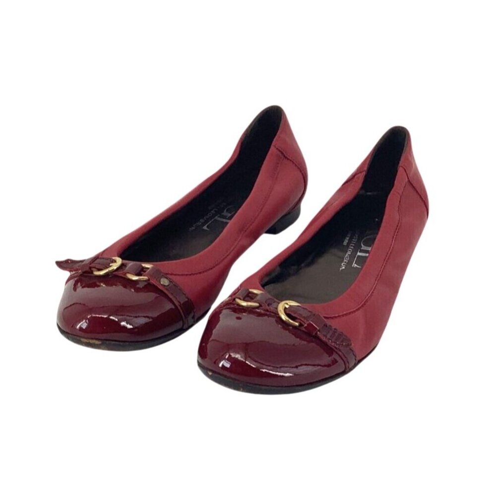 AGL Attilio Giusti Leombruni Monika Cap Toe Red Leather Ballet Flats Sz 9.5 - Picture 5 of 7